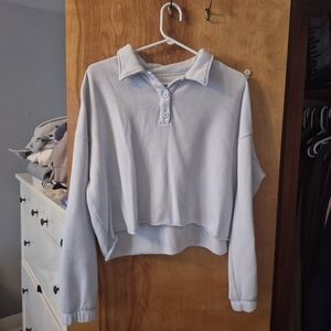 Aerie Light Blue Button-Up Sweatshirt
